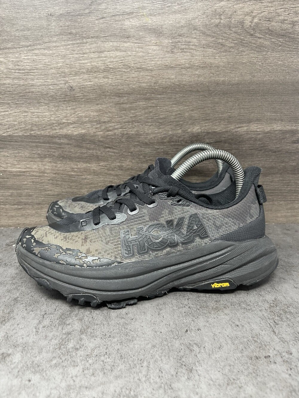 Hoka Speedgoat 5 Size 6 Womens Black Grey Vibram Trail Running Hiking Shoes